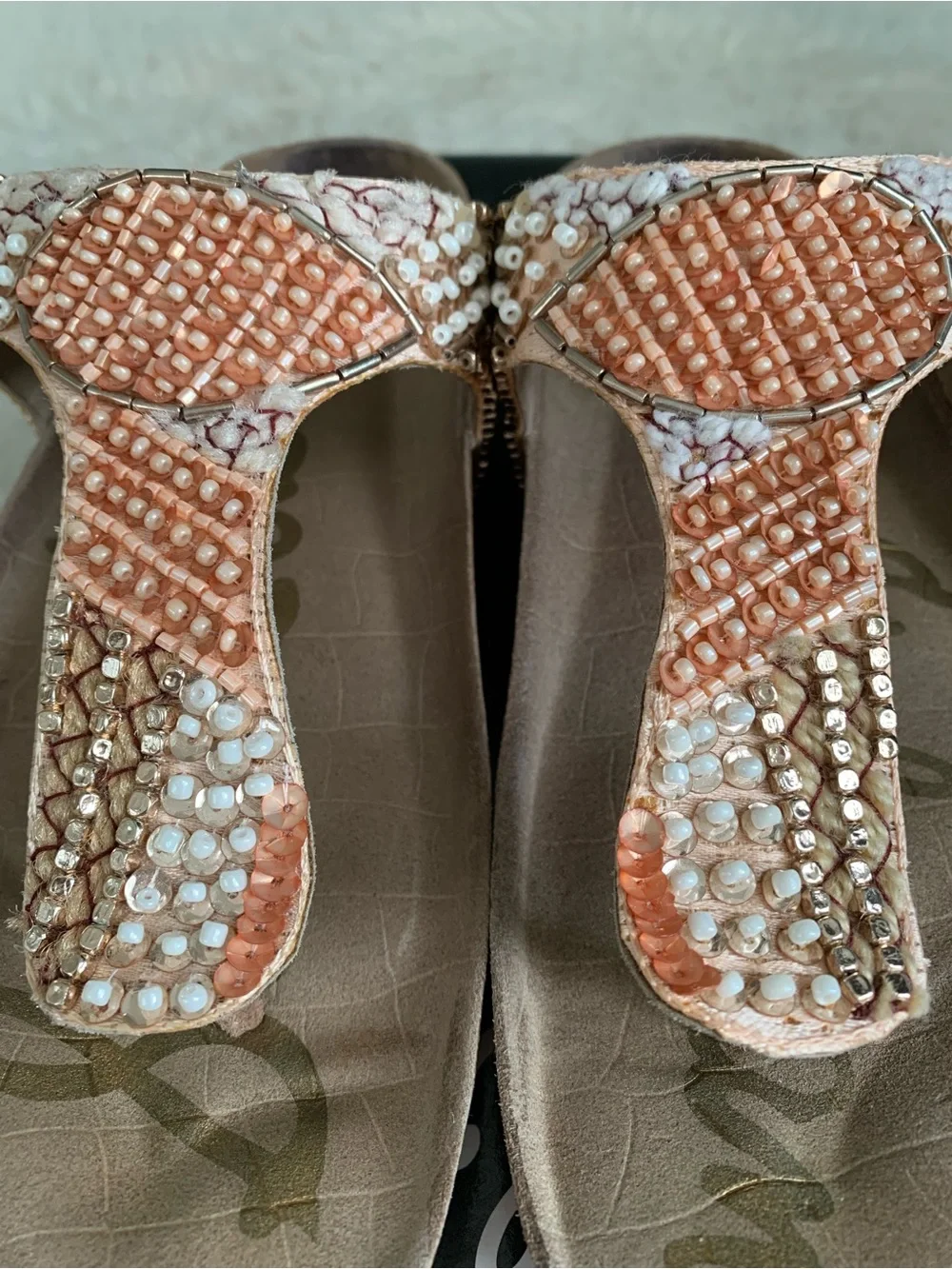 Sam Edelman Olivie Peach Beaded Sandals